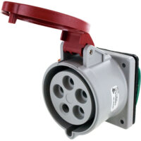 Pin and Sleeve Receptacle - 30A, 3PH-Y-227/480V, 7H, 4-Pole 5-Wire Grounding, Splashproof (IP44), Red