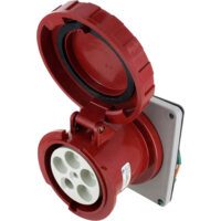 Pin and Sleeve Receptacle - 100A, 3PH-Y-277/480V, 7H, 4-Pole 5-Wire Grounding, Watertight (IP67), Red
