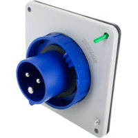 Pin and Sleeve Inlet - 20A, 250V, 6H, 2-Pole 3-Wire Grounding, Watertight (IP67), Blue