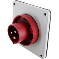 Pin and Sleeve Inlet - 20A, 480V, 7H, 2-Pole 3-Wire Grounding, Watertight (IP67), Red