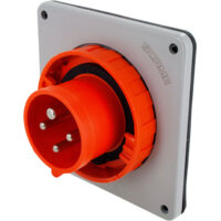 Pin and Sleeve Inlet - 20A, 125/250V, 12H, 3-Pole 4-Wire Grounding, Watertight (IP67), Orange
