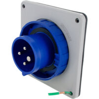 Pin and Sleeve Inlet - 20A, 3PH-250V, 9H, 3-Pole 4-Wire Grounding, Watertight (IP67), Blue