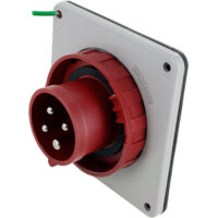 Pin and Sleeve Inlet - 20A, 3PH-480, 7H, 3-Pole 4-Wire Grounding, Watertight (IP67), Red