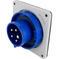 Pin and Sleeve Inlet - 20A, 3PH-Y-120-208V, 9H, 4-Pole 5-Wire Grounding,Watertight (IP67), Blue