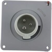 Pin and Sleeve Inlet - 20A, 277V, 5H, 2-Pole 3-Wire Grounding, Splashproof (IP44), Grey