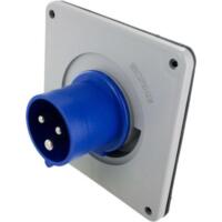 Pin and Sleeve Inlet - 20A, 250V, 6H, 2-Pole 3-Wire Grounding, Splashproof (IP44), Blue