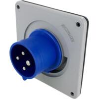 Pin and Sleeve Inlet - 20A, 3PH-250V, 9H, 3-Pole 4-Wire Grounding, Splashproof (IP44), Blue