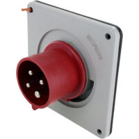 Pin and Sleeve Inlet - 20A, 380-415V, 6H, 3-Pole 4-Wire Grounding, Splashproof (IP44), Red