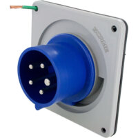 Pin and Sleeve Inlet - 20A, 3PH-Y-120-208V, 9H, 4-Pole 5-Wire Grounding, Splashproof (IP44), Blue