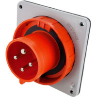Pin and Sleeve Inlet - 30A, 125/250V, 12H, 3-Pole 4-Wire Grounding, Watertight (IP67), Orange