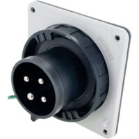 Pin and Sleeve Inlet - 30A, 3PH-600V, 5H, 3-Pole 4-Wire Grounding, Watertight (IP67), Black
