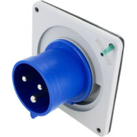 Pin and Sleeve Inlet - 30A, 250V, 6H, 2-Pole 3-Wire Grounding, Splashproof (IP44), Blue