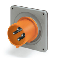 Pin and Sleeve Inlet - 30A, 125/250V, 12H, 3-Pole 4-Wire Grounding, Splashproof (IP44), Orange