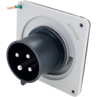 Pin and Sleeve Inlet - 30A, 3PH-600V, 5H, 3-Pole 4-Wire Grounding, Splashproof (IP44), Black