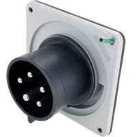 Pin and Sleeve Inlet - 20A, 3PH-Y-347/600V, 5H, 4-Pole 5-Wire Grounding, Splashproof (IP44), Black