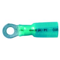 16-14GA (Blue) 'Crimp & Shrink' Ring Terminals, #8 Stud (25pcs/pk) - CUL Approved