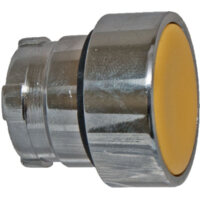 Flush Push Button - Spring Return - Chromium Plated Metal Bezel  - Yellow