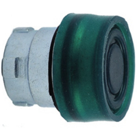 Booted Push Button Spring Return - Chromium Plated Metal Bezel - Green