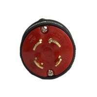 Twisting Male Plug - 30A, 3 Phase Wye 480V, 3-Pole 4-Wire Grounding, Red Nylon