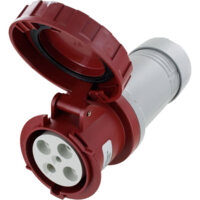 Pin and Sleeve Connector - 60A, 3PH-480, 7H, 3-Pole 4-Wire Grounding, Watertight (IP67), Red