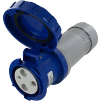 Pin and Sleeve Connector - 60A, 250VDC, 4H, 2-Pole 3-Wire Grounding, Watertight (IP67), Blue