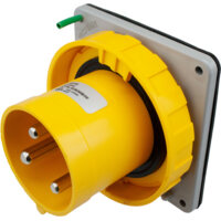 Pin and Sleeve Inlet - 60A, 125V, 4H, 2-Pole 3-Wire Grounding, Watertight (I67), Yellow