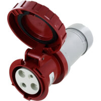Pin and Sleeve Connector - 60A, 380-415V, 6H, 3-Pole 4-Wire Grounding, Watertight (IP67), Red