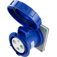 Pin and Sleeve Receptacle - 60A, 250V, 6H, 2-Pole 3-Wire Grounding, Watertight (IP67), Blue