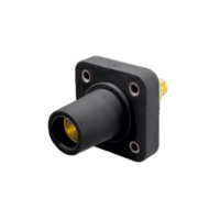 Stud Style Female Receptacle - 400A 600V - 2/0-4/0 - Black Santoperene - Brass Contacts