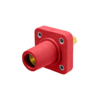 Stud Style Female Receptacle - 400A 600V - 2/0-4/0 - Red Santoperene - Brass Contacts