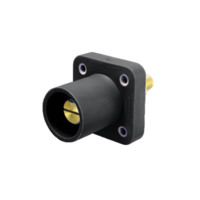 Stud Style Male Receptacle - 400A 600V - 2/0-4/0 - Black Santoperene - Brass Contacts