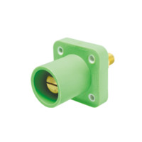 Stud Style Male Receptacle - 400A 600V - 2/0-4/0 - Green Santoperene - Brass Contacts