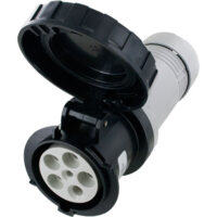 Pin and Sleeve Connector - 60A, 3PH-Y-347/600V, 5H, 4-Pole 5-Wire Grounding, Watertight (IP67), Black