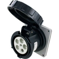 Pin and Sleeve Receptacle - 60A, 3PH-Y-347/600V, 5H, 4-Pole 5-Wire Grounding, Watertight (IP67), Black