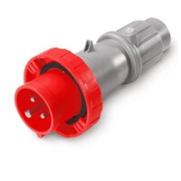 Pin and Sleeve Plug - 20A, 380-415V, 6H, 3-Pole 4-Wire Grounding, Waterproof (I67), Red