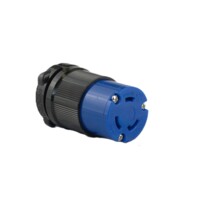Twisting Female Connector - 30A, 250V, 2-Pole 3-Wire Grounding, Blue Polycarbonate