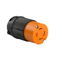 Twisting Female Connector - 30A, 125/250V, 3-Pole 4-Wire Grounding, Orange Polycarbonate