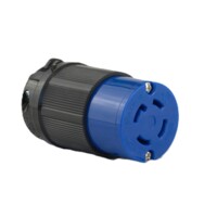 Twisting Female Connector - 30A, 3 Phase Wye, 250V, 3-Pole 4-Wire Grounding, Blue Polycarbonate