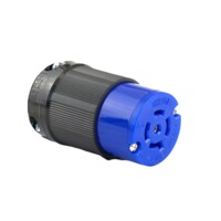 Twisting Female Connector - 20A, 3 Phase Wye 120/208V, 4-Pole 5-Wire Grounding, Blue Nylon