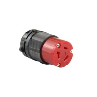 Twisting Female Connector - 20A, 480V, 2-Pole 3-Wire Grounding, Red Nylon