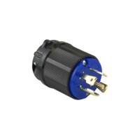 Twisting Male Plug - 30A, 3 Phase Wye 120/208V, 4-Pole 5- Wire Grounding , Blue Nylon
