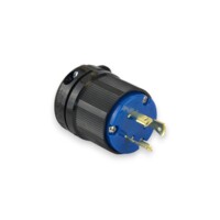 Twisting Male Plug - 20A, 250V, 2-Pole 3-Wire Grounding, Blue Polycarbonate