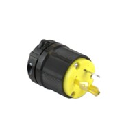 Twisting Male Plug - 20A, 125V, 2-Pole 3-Wire Grounding, Yellow Polycarbonate