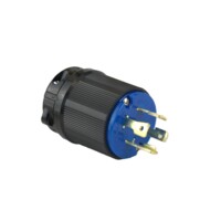 Twisting Male Plug - 30A, 3 Phase Wye, 250V, 3-Pole 4-Wire Grounding, Blue Polycarbonate