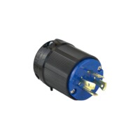 Twisting Male Plug - 20A, 3 Phase Wye, 250V, 2-Pole 3-Wire Grounding, Blue Polycarbonate