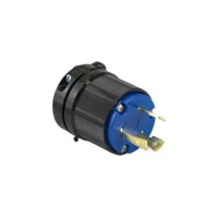 Twisting Male Plug - 30A, 250V, 2-Pole 3-Wire Grounding, Blue Polycarbonate