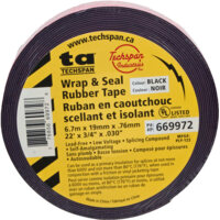 Self-Fusing (Wrap & Seal) Tape, Black - 1 x 6.7m (22') Roll