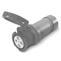 Pin and Sleeve Connector - 60A, 277V, 4H, 2-Pole 3-Wire Grounding, Watertight (IP67), Grey