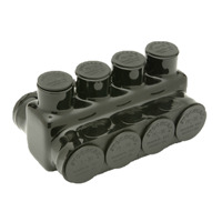 Aluminum Black Pre-Insulated Power Bar - Four Ports with Double Sided Conductor Entry 14 AWG - 2/0 AWG