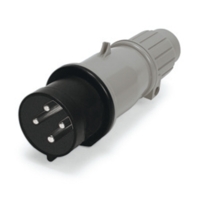 Pin and Sleeve Plug - 20A, 3PH-600V, 5H, 3-Pole 4-Wire Grounding, Splashproof (IP44), Black